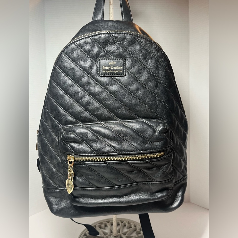 Juicy Couture Quilted Black Leather Mini Backpack